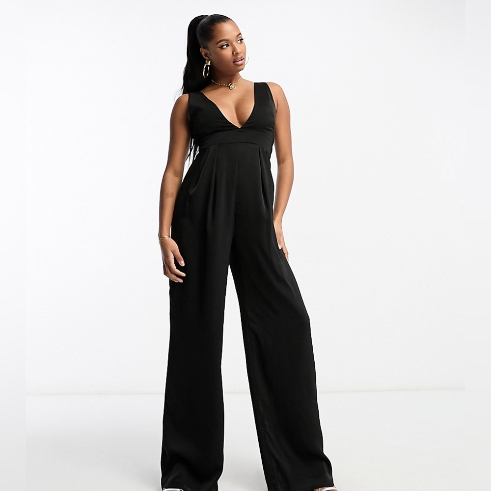 ASOS - NaaNaa Petite satin jumpsuit in black brand new US 2